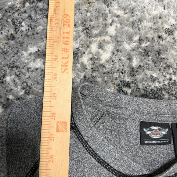 Harley-Davidson Mens Gray Long Sleeve Henley Shirt Graphic Sleeves Medium - Picture 4 of 5